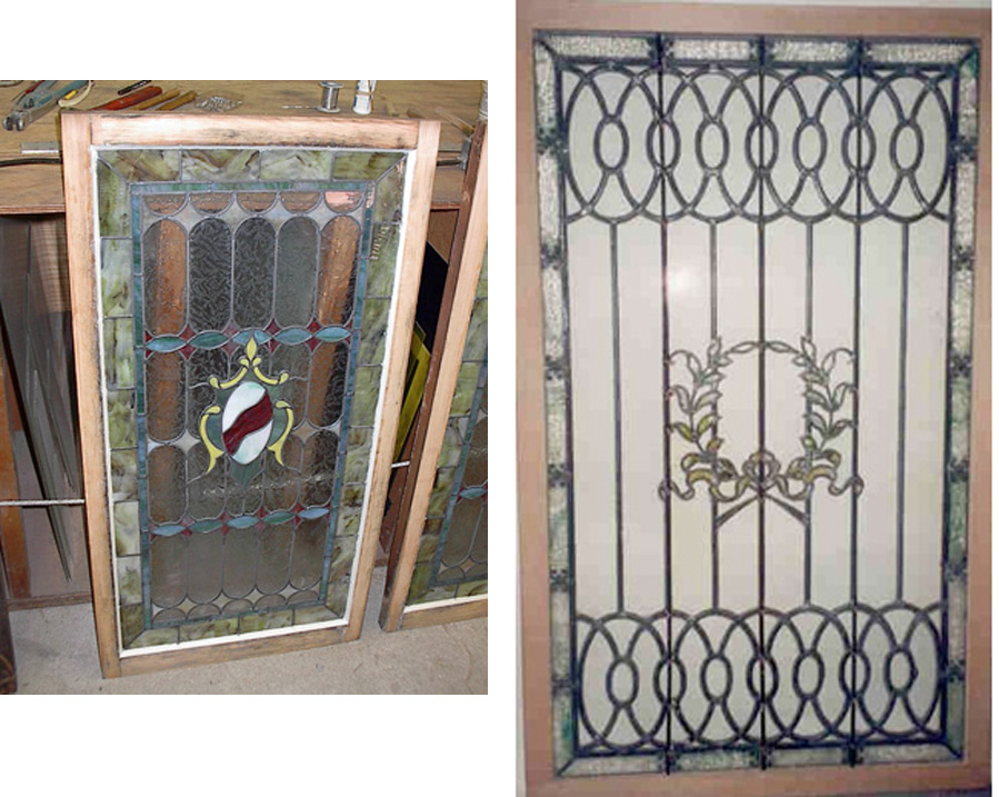 Two stained glass pieces that got repaired at our shop